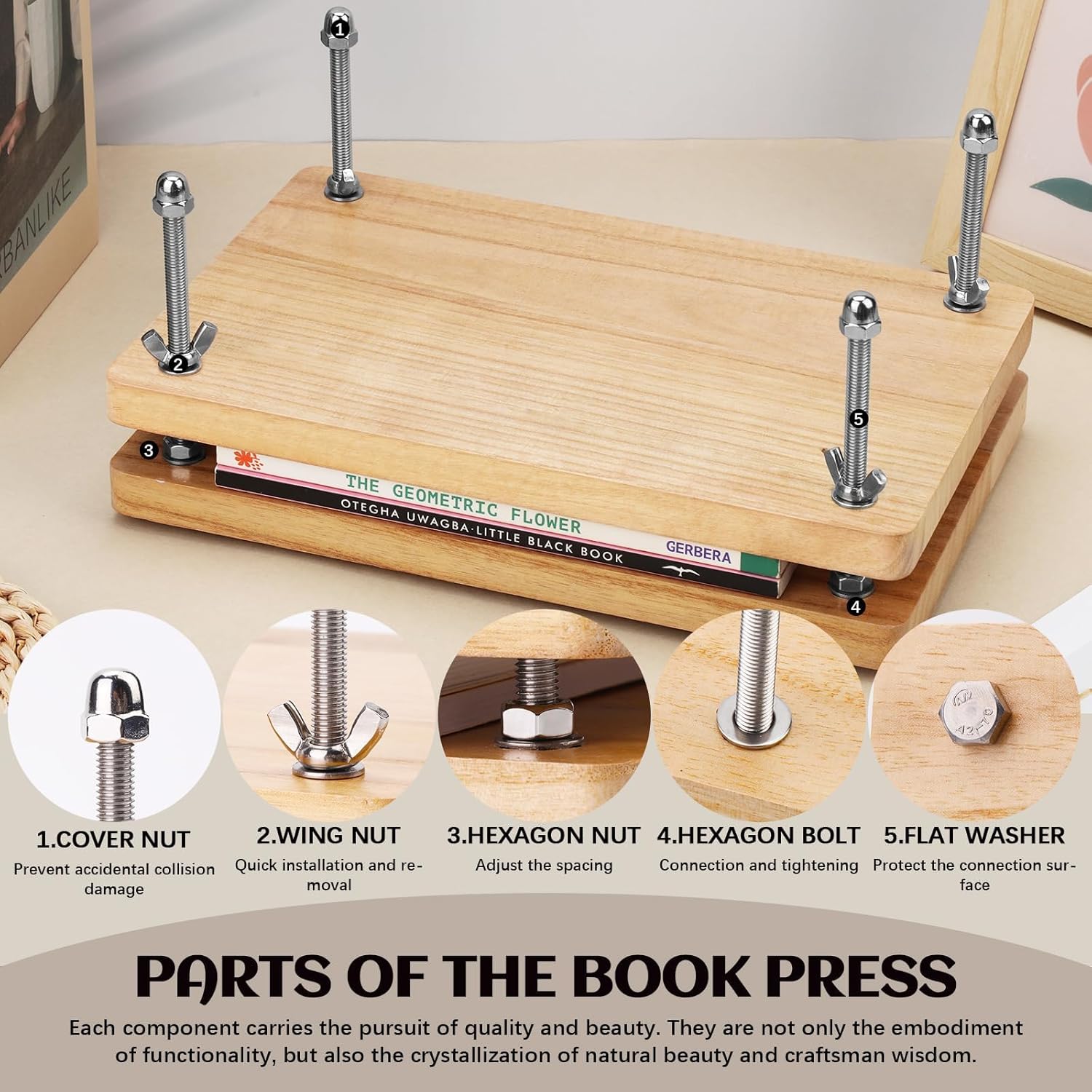 Woodworking Book - Wooden Book Press, Book Binding Tool,
