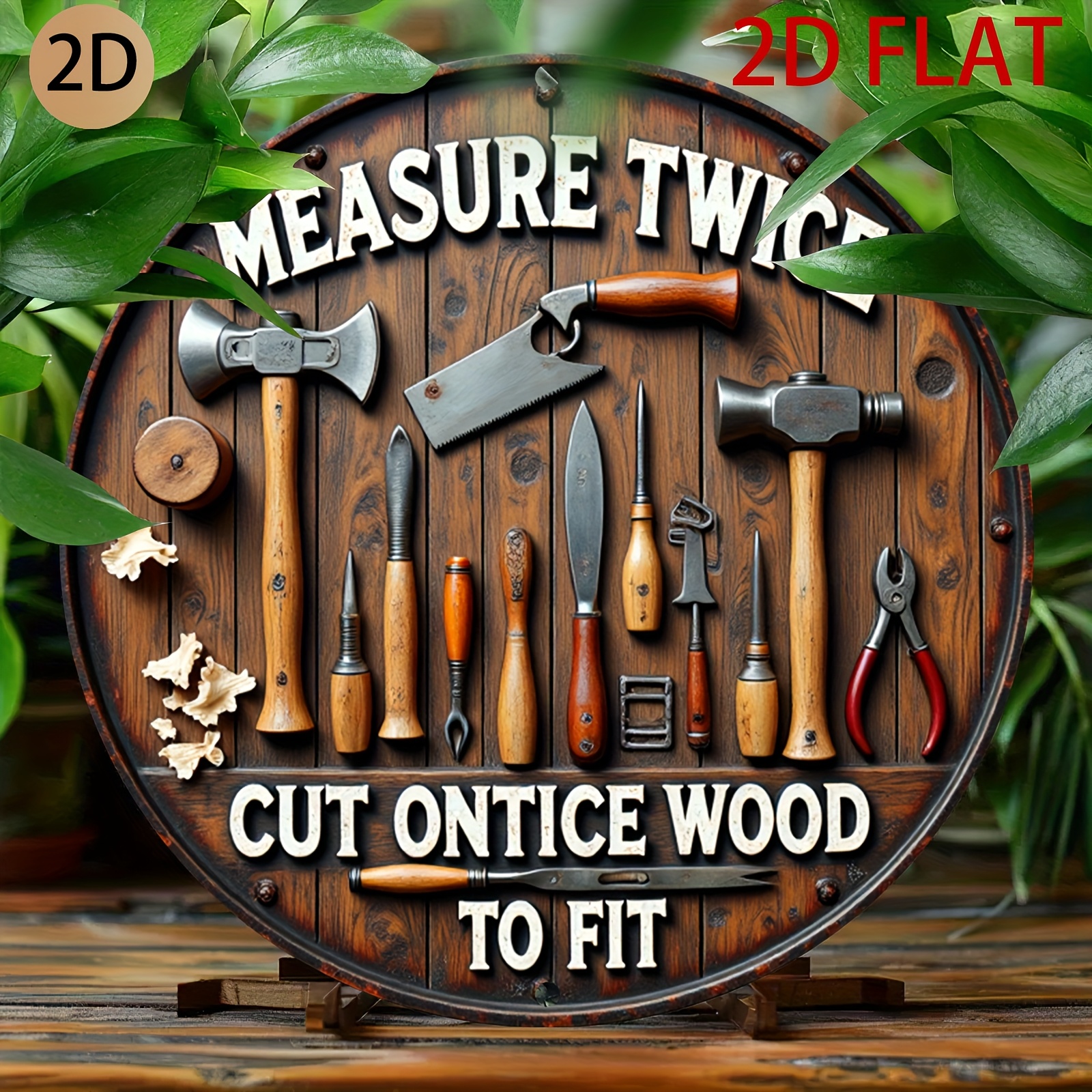 Woodworking Logo Design - 2D planar circular wooden tool-themed logo