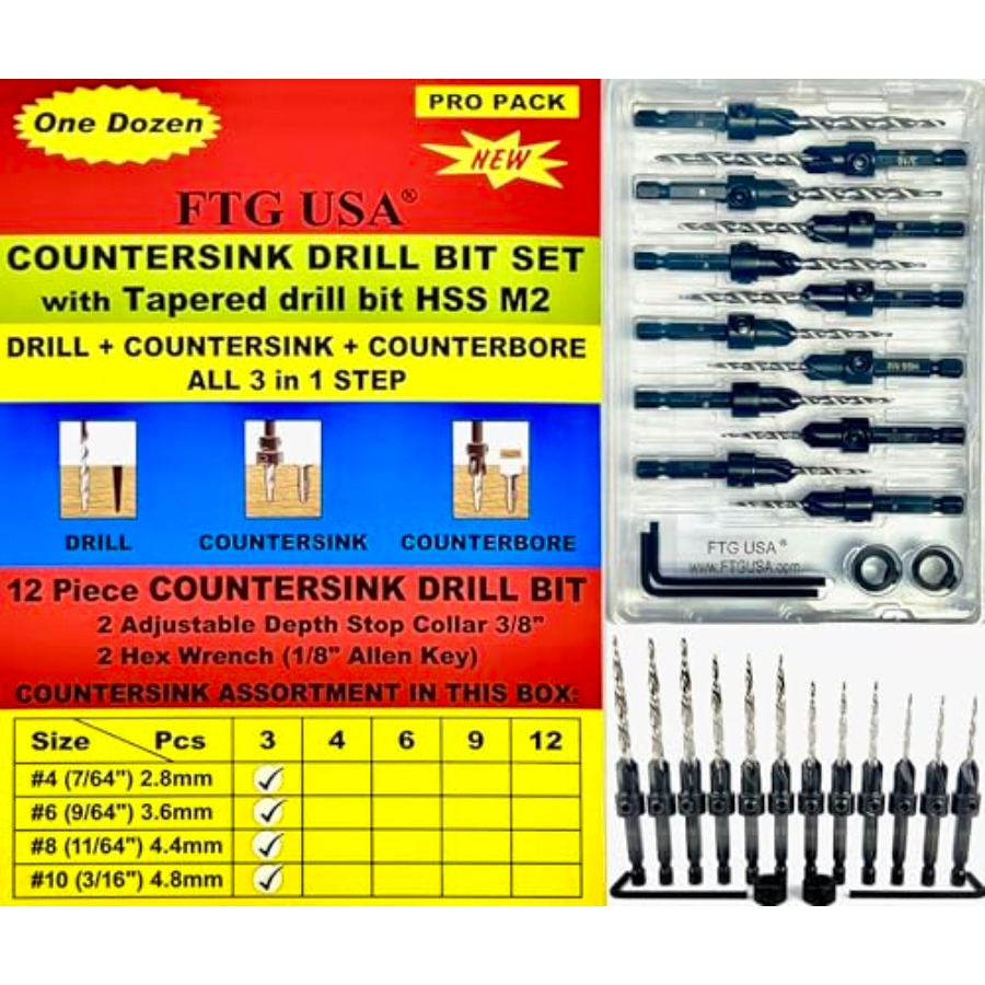 Countersink Drill Bit Set # 7/ - огляд і ціна Woodworking Drill