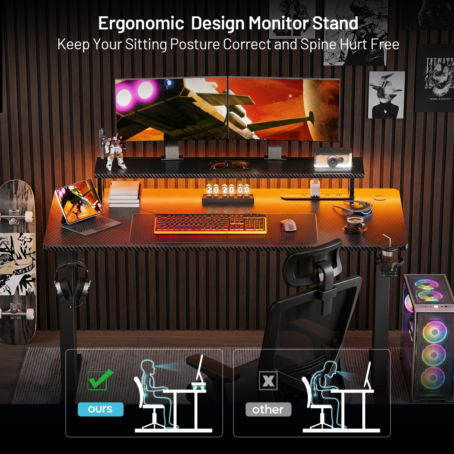 Gaming Desk with LED Lights &  - огляд і ціна Woodworking School
