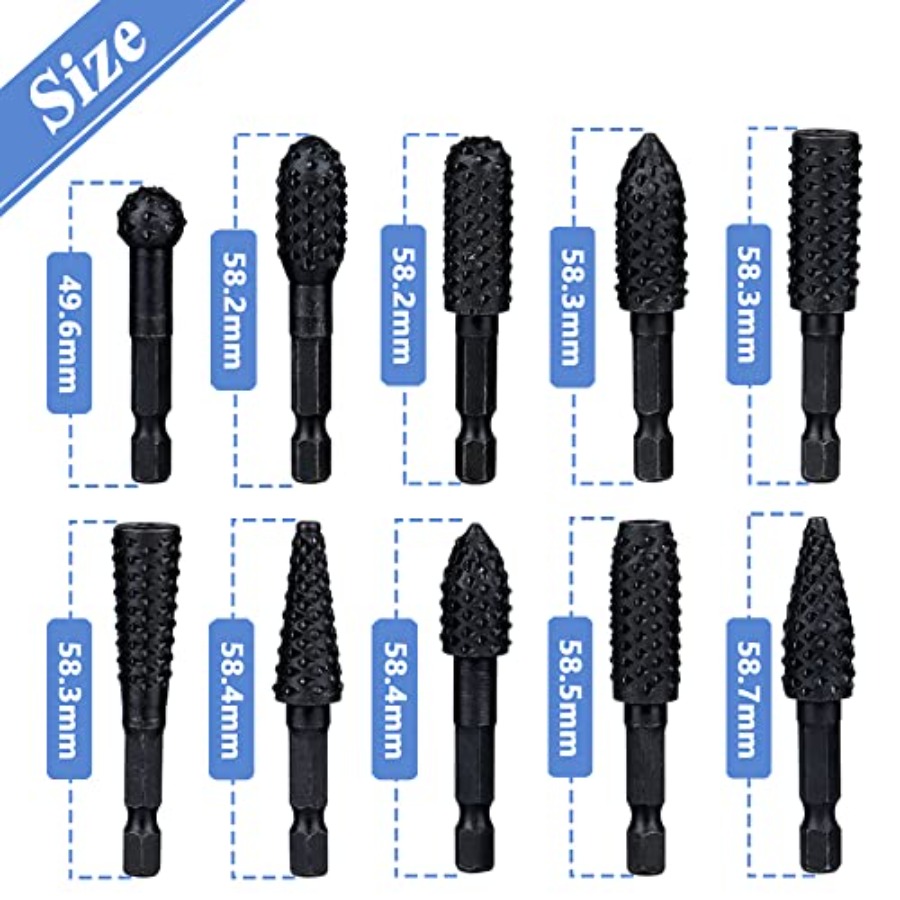 10 Pieces Rotary Burr Rasp Set - огляд і ціна Woodworking Drill