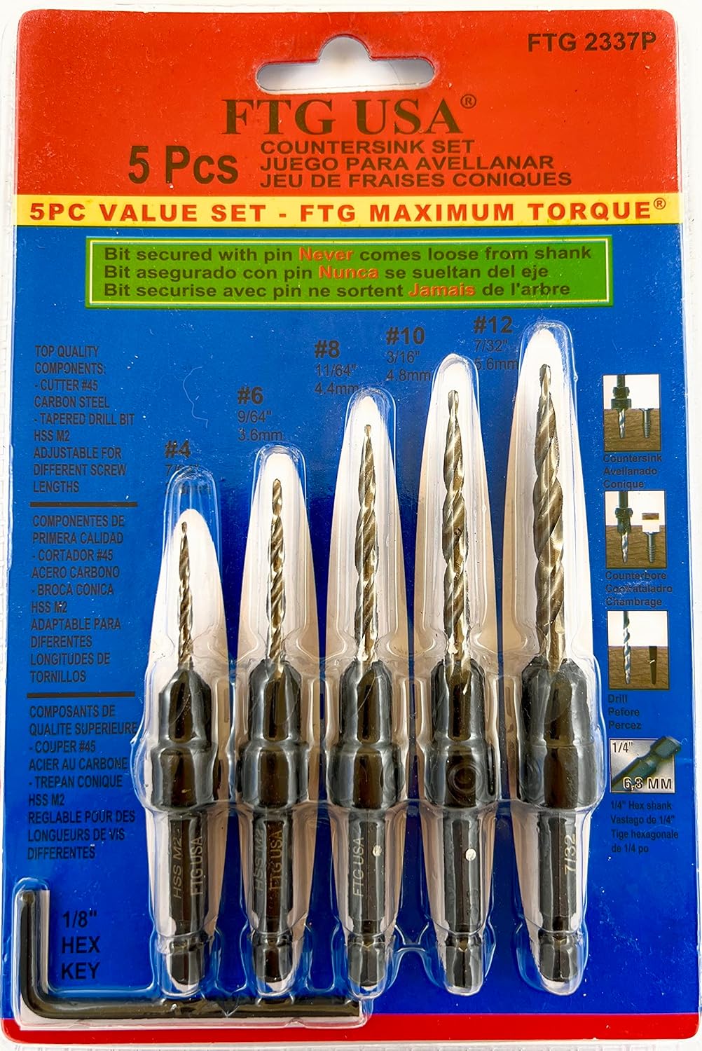 Countersink Drill Bit Set 5 Pc - огляд і ціна Woodworking Drill